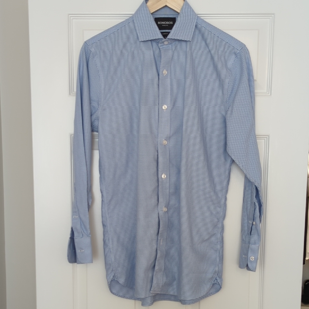 Bonobos Men's Light Blue Micro Houndstooth Dress Shirt
